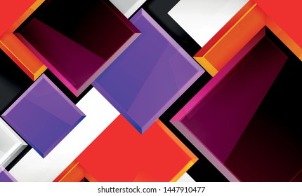 Colorful square and rectangle blocks background, vector geometric abstract design