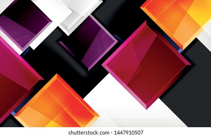 Colorful square and rectangle blocks background, vector geometric abstract design