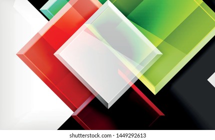 Colorful square and rectangle blocks background, vector geometric abstract design