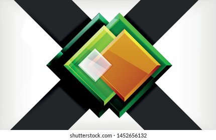 Colorful square and rectangle blocks background, vector geometric abstract design