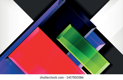 Colorful square and rectangle blocks background, vector geometric abstract design