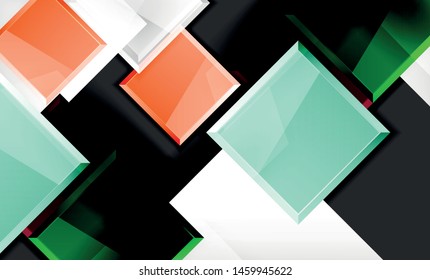 Colorful square and rectangle blocks background, vector geometric abstract design