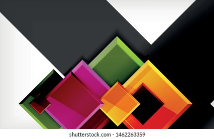Colorful square and rectangle blocks background, vector geometric abstract design
