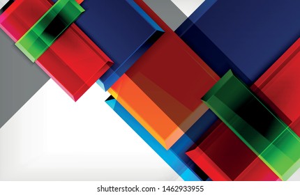Colorful square and rectangle blocks background, vector geometric abstract design