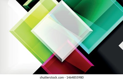 Colorful square and rectangle blocks background, vector geometric abstract design