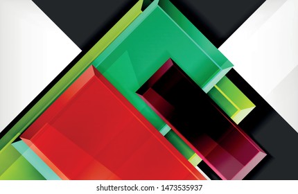 Colorful square and rectangle blocks background, vector geometric abstract design
