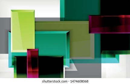 Colorful square and rectangle blocks background, vector geometric abstract design