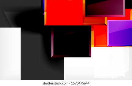 Colorful square and rectangle blocks background, vector geometric abstract design