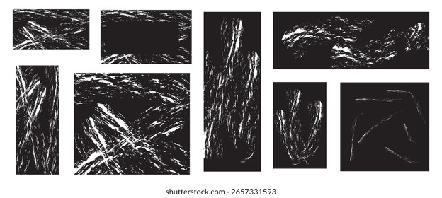 Caixas de texto quadradas e retangulares coloridas com textura de giz de cera áspera. adesivos bonitos e notas. Molduras infantis desenhadas à mão, faixas de textura áspera.  Ilustração vetorial . Isolado no fundo branco.