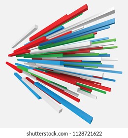 colorful square rods abstract. 3d style vector illustration