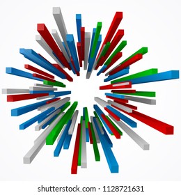 colorful square rods abstract. 3d style vector illustration