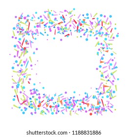 Colorful square shape. Multicolored confetti in rectangle shape on white. Colored pattern for design. Holiday background with glitters. Print for flyers, posters, banners and textiles. Greeting cards