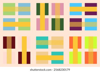 colorful of square shapes motifs of plaid buffalo checkered seamless pattern use for fabric, textile, wrap, print, wallpaper, curtain, blanket, tablecloth 