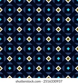 Farbige quadratische Formen Muster einfache geometrische Motiv klassisch blau minimalen Hintergrund. Kleine Diamant-Elemente modernen Stoffdesign Textilswatch Damen Kleid, Herren Schal, Hemd auf allen Druckblock.