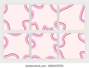 Colorful square for social media groovy banners with wavy lines
