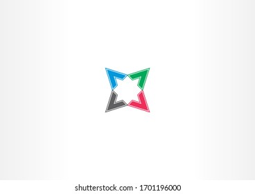 Colorful square with star concept logo design template