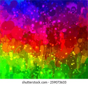 Colorful square stars brush strokes background. Vector version