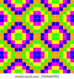Colorful square textile and ceramic floor design. Geometry shape abstract tie-dye wallpaper. Seamless striped pattern in Aztec style. Folk embroidery. Fabric texture concept.