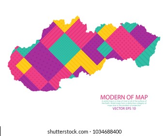 Colorful square texture map of Slovakia on white background. Vector illustration eps 10.