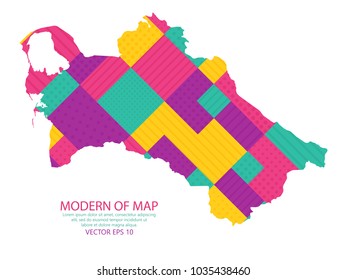 Colorful square texture map of Turkmenistan on white background. Vector illustration eps 10.