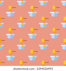 Colorful square tile sporting a delightful food engraving. Seamless pattern with honey on chamoisee background. Design for a damask wallpaper.