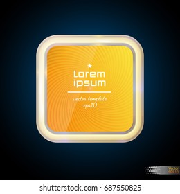 Colorful square vector banners.Isolated object for advertising and internet design. Texture, pattern, lines, rotation, rays, eco, yellow, light, sun, mood, yoga