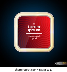 Colorful square vector banners.Isolated object for advertising and internet design. Texture, pattern, lines, rotation, rays, red, sport, music, party, internet