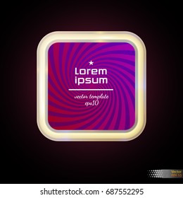Colorful square vector banners.Isolated object for advertising and internet design. Texture, pattern, lines, rotation, rays, pink, purple