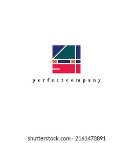 Colorful square vector logo. Logo for office, real estate, company, and property business.