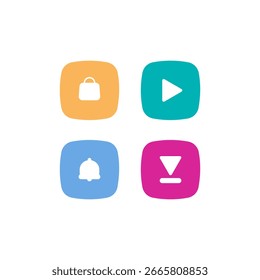 Ícones Quadrados Coloridos da Web para Botões de Ação