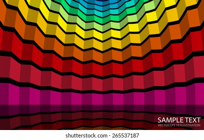 Colorful squared background vector illustration reflected  - Vector colorful striped abstract background template