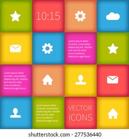 Colorful squared infographic or user interface design. Simple icons.