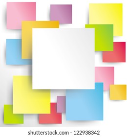 Colorful squares abstract background texture pattern on white paper with shadow, create by vector