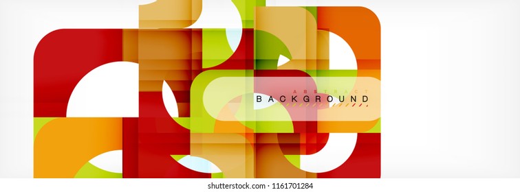 Colorful squares composition abstract banner. Vector illustration for business brochure or flyer, presentation and web design layout
