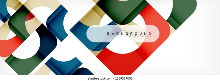 Colorful squares composition abstract banner. Vector illustration for business brochure or flyer, presentation and web design layout