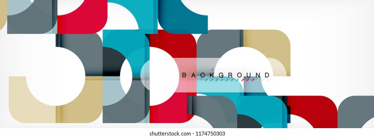 Colorful squares composition abstract banner. Vector illustration for business brochure or flyer, presentation and web design layout