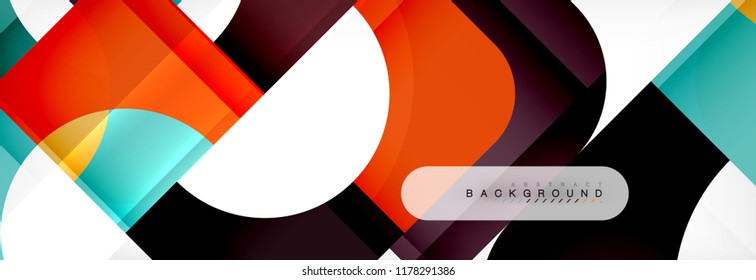 Banner abstracto de composición de cuadrados coloridos. Ilustración de vectores para folletos o volantes de negocios, presentación y diseño web