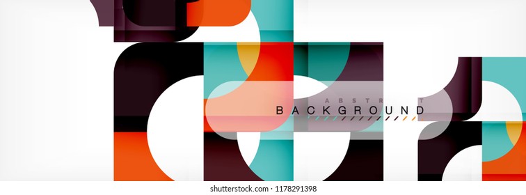 Banner abstracto de composición de cuadrados coloridos. Ilustración de vectores para folletos o volantes de negocios, presentación y diseño web