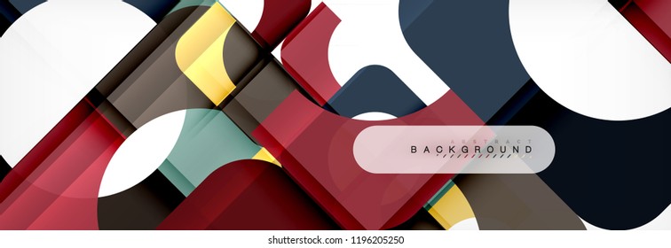 Banner abstracto de composición de cuadrados coloridos. Ilustración de vectores para folletos o volantes de negocios, presentación y diseño web