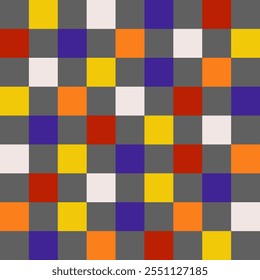 Cuadrados coloridos crean un patrón sin fisuras en un estilo a cuadros y cuadros. Este diseño geométrico abstracto es ideal para textiles y Fondos de pantalla de lujo modernos. Vector de alta calidad con una estética lúdica