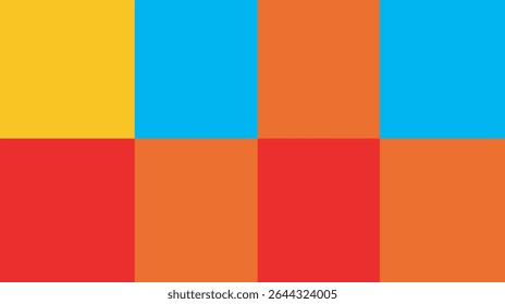 Quadrados coloridos exibem matizes vibrantes, criando composição abstrata e detalhes gráficos da cena