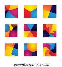 colorful squares and divisions vector icons design elements  This graphic contains orange  yellow  red  blue colors in vibrant combinations
