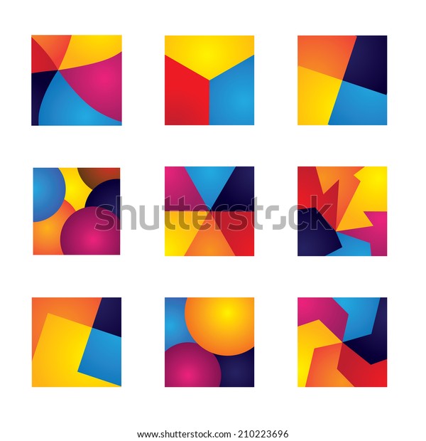 colorful squares with divisions vector icons\
of design elements. This graphic contains orange, yellow, red, blue\
colors in vibrant\
combinations