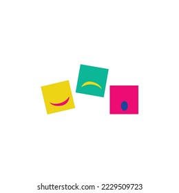 Colorful squares fun vector logo. Logo with emotional expression. Suitable for service, psychology, company, business, theme park, and brand.