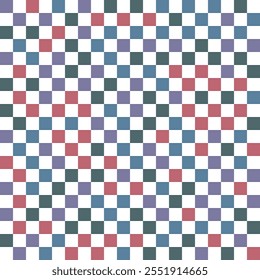 Colorful squares geometric asymmetrical seamless texture vector pattern. Comical square tile design. Modern checkered background.  Fabric checkerboard print. Decorative trippy pattern.