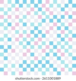 Colorful squares geometric asymmetrical seamless texture vector pattern. Repeat square tile design. Modern checkered ornament.  Textile checkerboard print. Decorative trippy pattern.