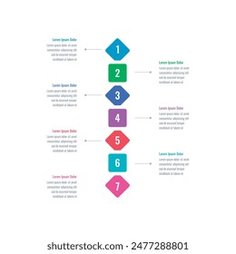 Colorful squares infographic template. Infographic template for industry, education, business and science. Magazine, annual report information template. seven steps information template