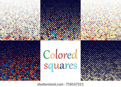 Colorful squares on background. Set. Background of geometric shapes. Geometric mosaic of squares