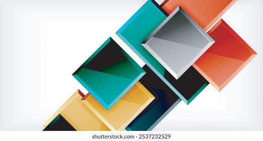 Colorful squares and rectangles. Vector Illustration For Wallpaper, Banner, Background, Card, Book Illustration, landing page