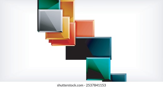 Colorful squares and rectangles. Vector Illustration For Wallpaper, Banner, Background, Card, Book Illustration, landing page